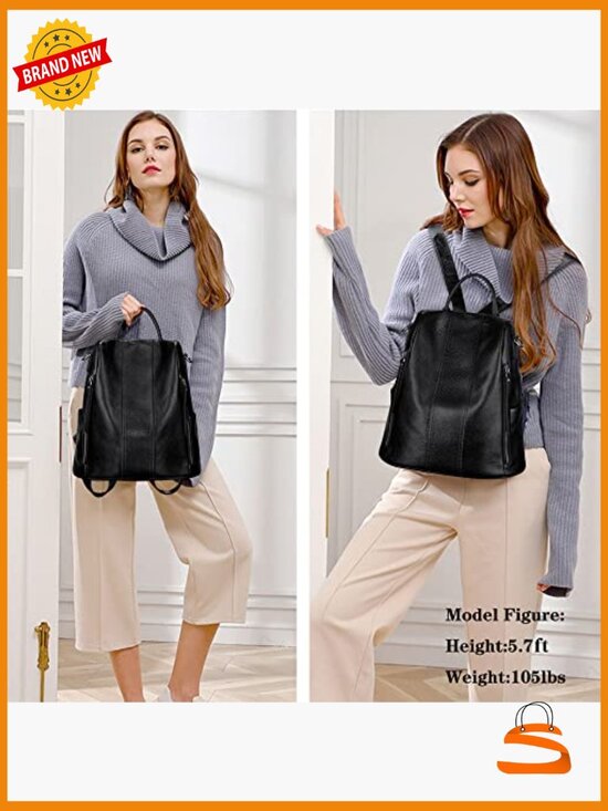 Leather Backpack Purse Women Anti-Theft Rucksack Satchel Shoulder Bag